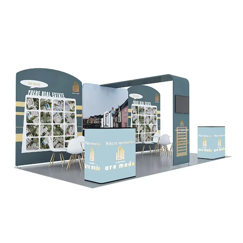 Customizable 10X20FT reusable tension fabric trade show booth with custom background style for exhibition display