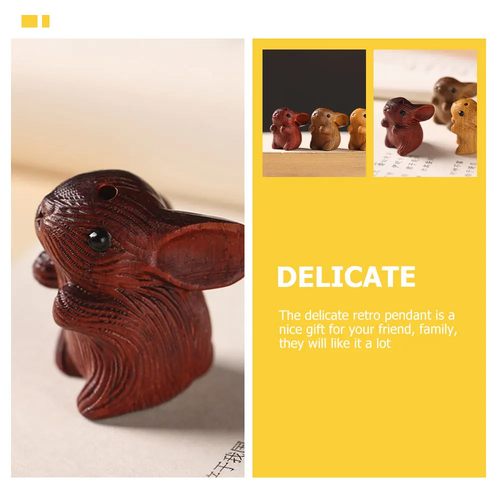 

Hanging Decor Miniature Landscape Decoration Bunny Rabbit Wall Crafts Chinese Style Keyring Garden Ornaments Sandalwood