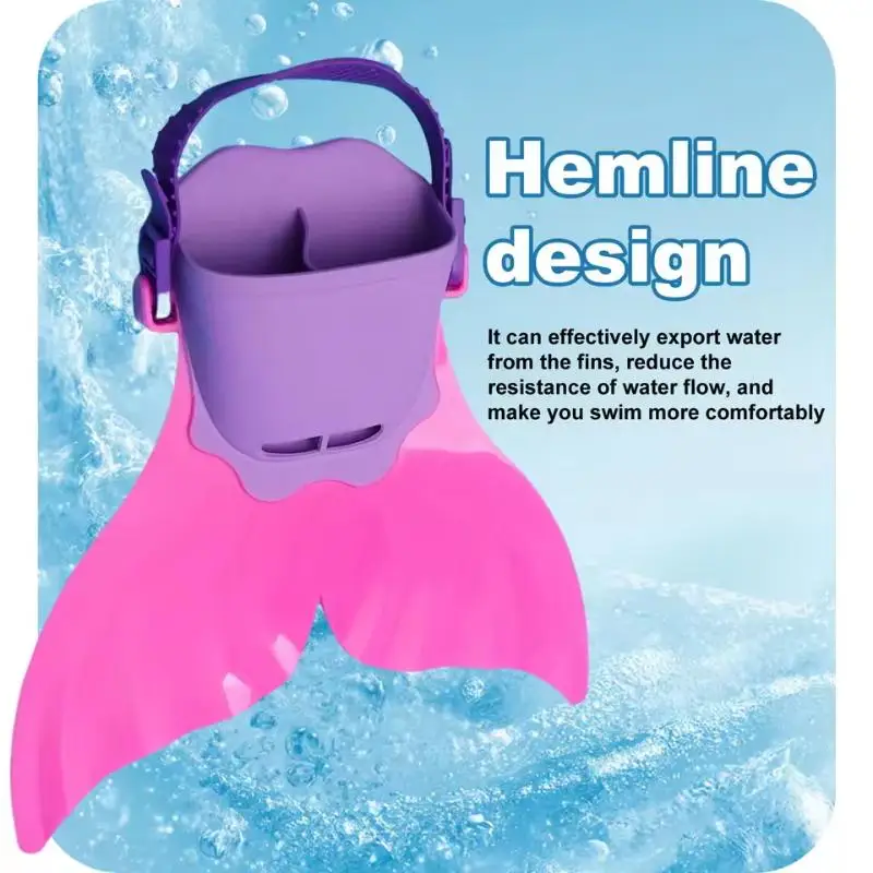 New Adjustable Mermaid Silicone Swimming Fins BPA Free Hard Fin for Children Swim Class Beach Outdoor Water Play