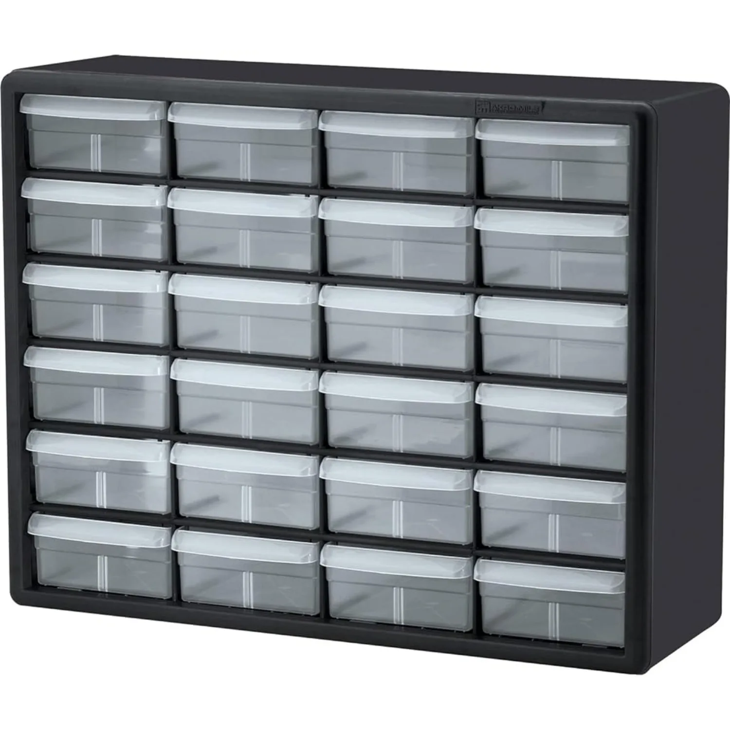 10124, 24 Drawer Plastic Parts Storage Hardware and Craft Cabinet, 20-Inch W x 6-Inch D x 16-Inch H, Black