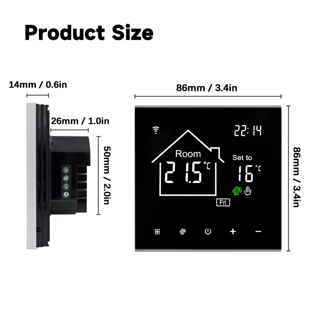 Imagem -06 - Termostato Programável Inteligente para Aquecimento de Piso Wi-fi Wireless Sensor de Quarto Controle Digital Água e Elétrica Caldeira a Gás