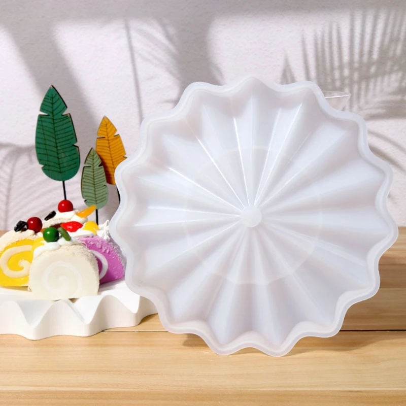 Fruit Dish Silicone Resin Molds Wave Shape Tray Epoxy Casting Mold Round Fruit Plate Mold with Drain Hole Home Ornament Dropship