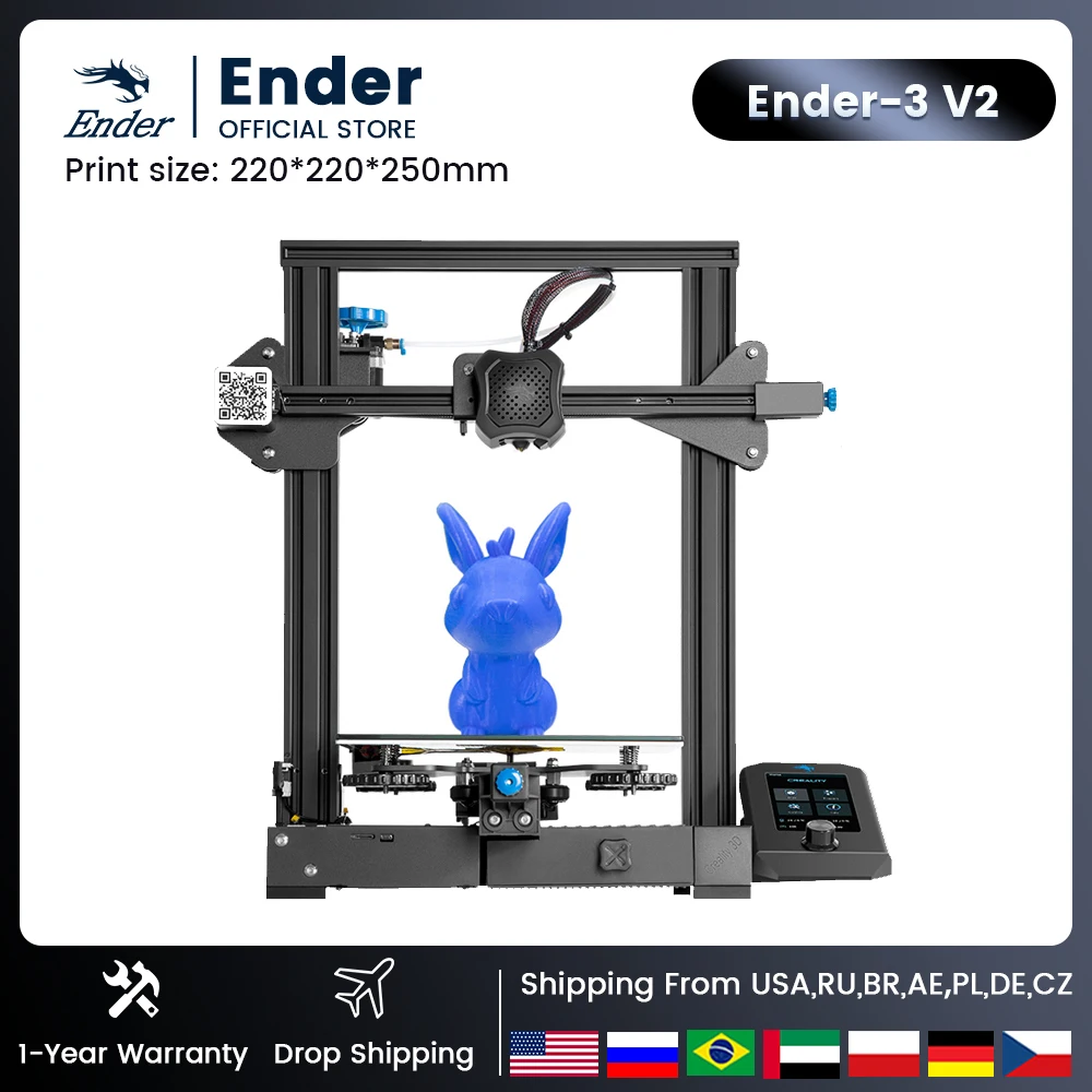 

Ender-3 V2 CREALITY 3D Printer Upgrade kits With 32 Bits Silent Mainboard TMC2208 Stepper Drivers UI&4.3 Inch Color LCD Screen