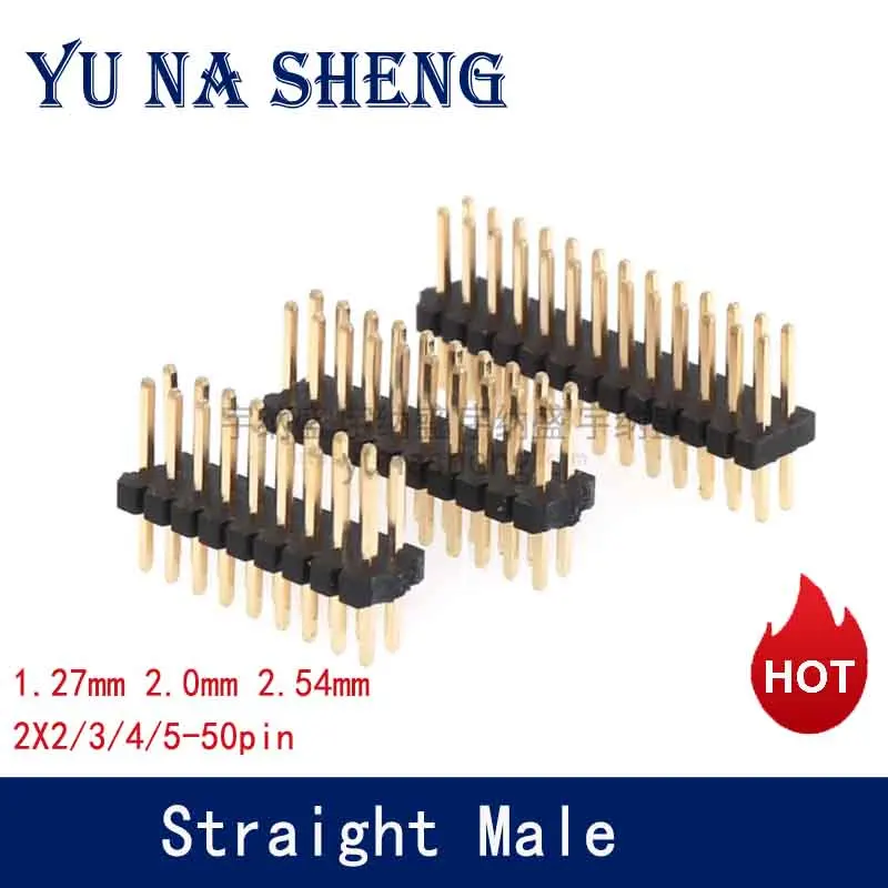 10Pcs 1.27mm 2.0mm 2.54mm Pitch 2x2/3/4-50P Double Row Male Female Pin Header PCB Board Connector 1.27 Pin header Socket SMD SMT