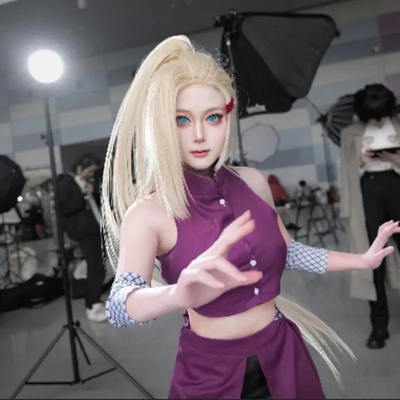 Wiwiwi 123HOKAGE NINJA Yamanaka Ino Cosplay peluca larga recta sintética con Clip cola de caballo Anime Coser linda chica de alta calidad
