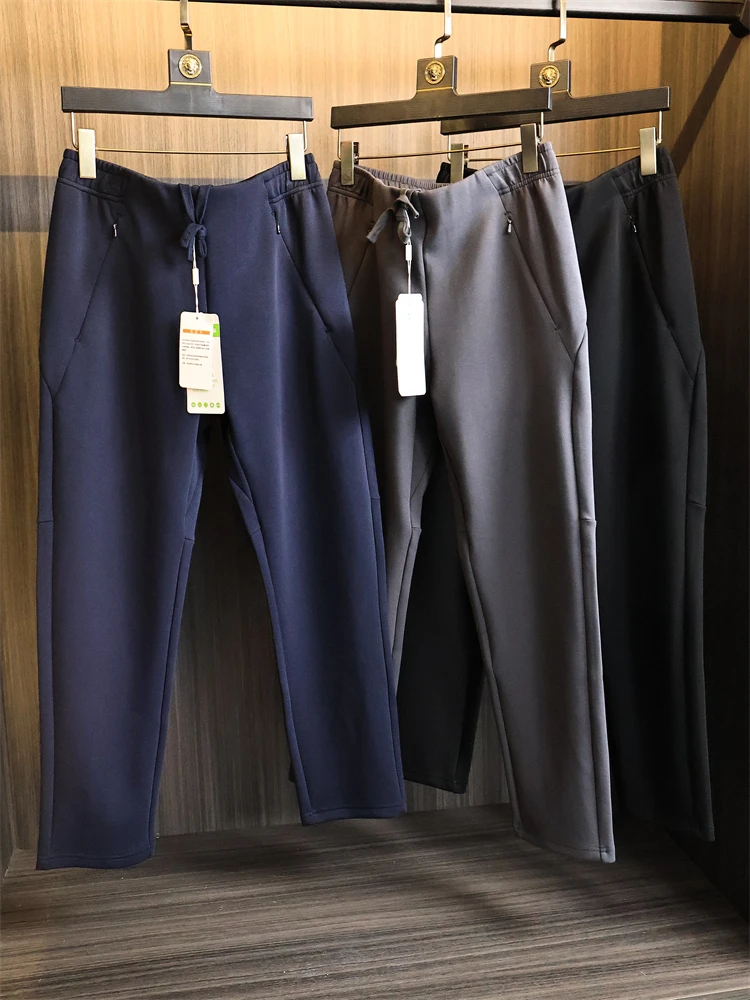 

Эргономичные мужские высокоэластичные облегающие спортивные повседневные брюки с прямыми штанинами, трикотажная ткань, осенняя мода, городский сле