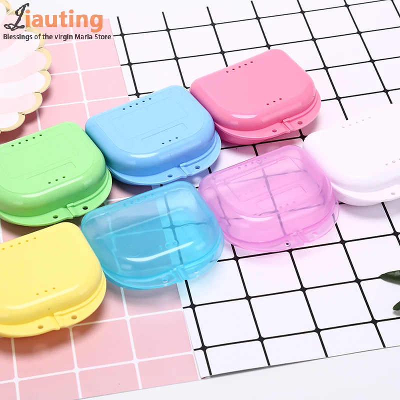 Orthodontic Boxes Mouth Guard Case Fake Teeth Cover Retainer Case With Vent Holes Denture Box Tight Snap Lock Retainer Holder