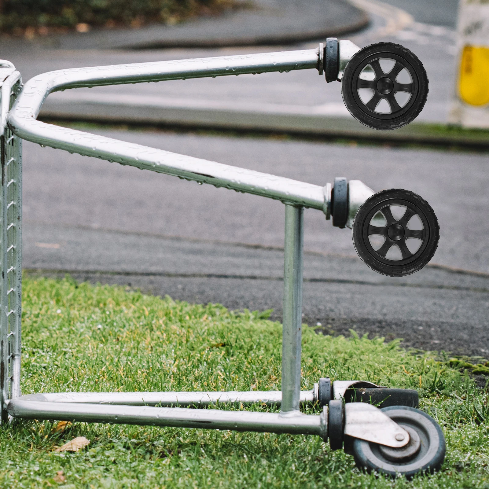 

2pcs Shopping Cart Replacement Plastic Foldable Grocery Trolley Wheels Durable Strong Load Bearing Easy Install Smooth Rolling