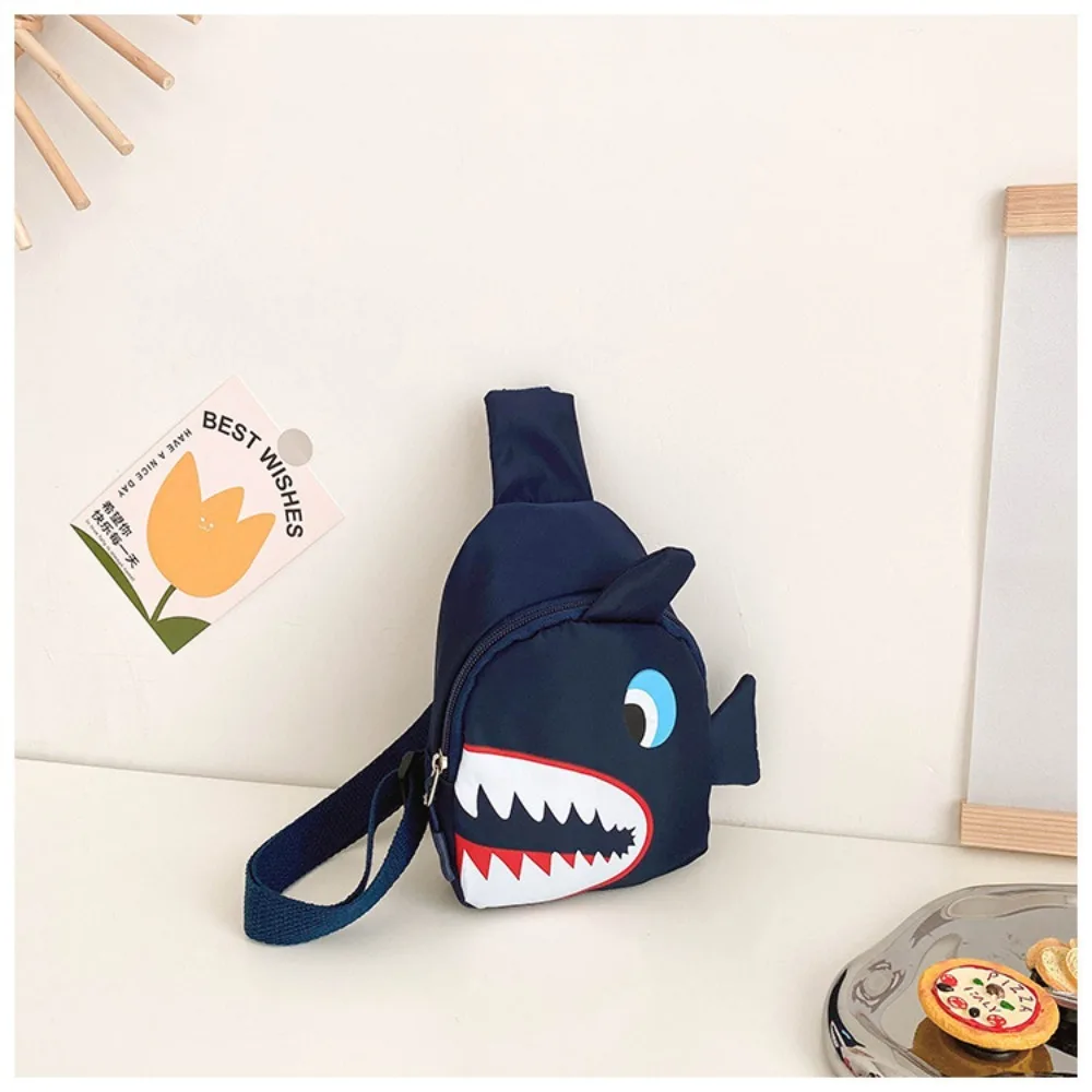 Cartoon Shark Pattern Children Waterproof Nylon Crossbody Chest Bag Cartoon Shark Waist Bag For Kids Boys Girls