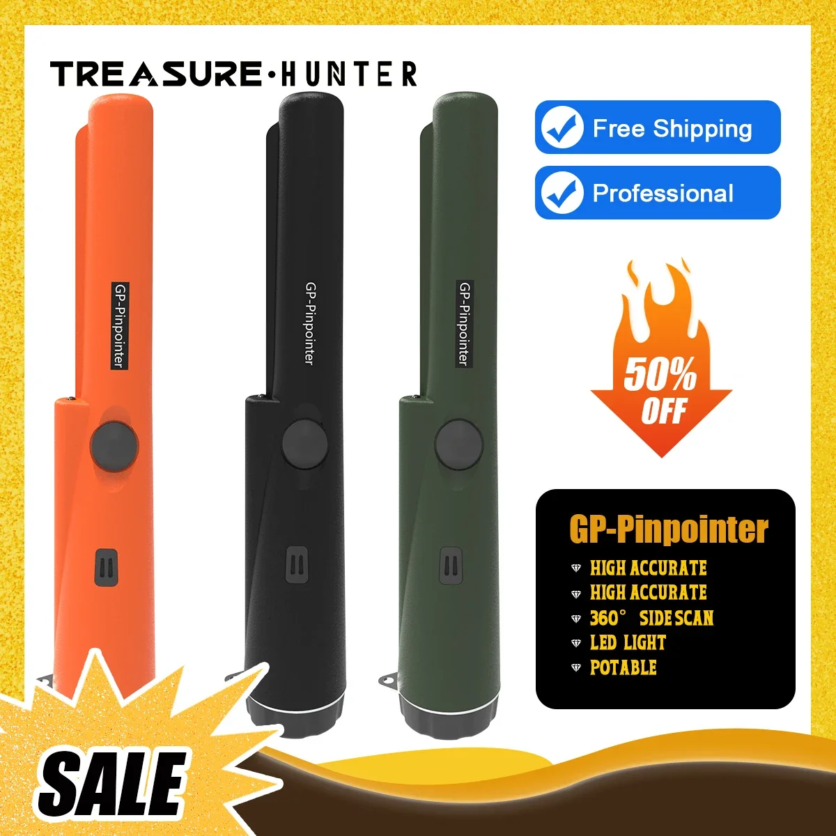 Treasure Hunter  Positioning Rod Handheld Metal Detector GP Pointer Handheld Waterproof High Sensitivity Security Detector