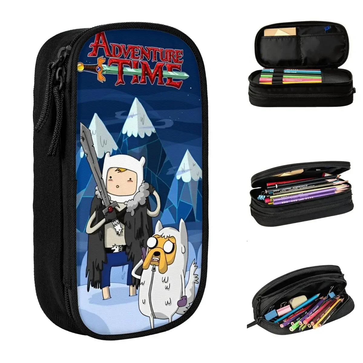 

Adventures Times Cartoon Anime Pencil Case Fun Pen Holder Bag Girl Boy Big Capacity Students School Gifts Pencilcases