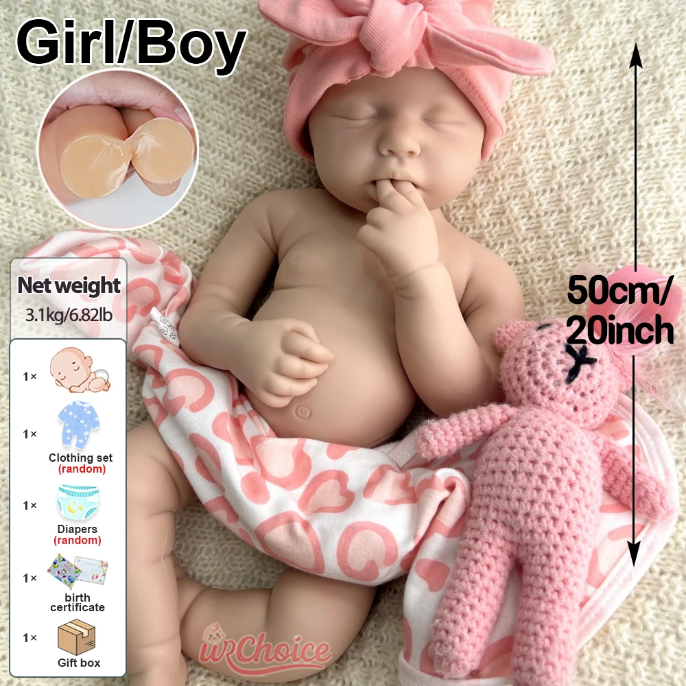 ตุ๊กตาซิลิโคนเหมือนจริง ขนาด 50 ซม. ปากเปิด สำหรับเด็กผู้หญิง/เด็กผู้ชาย รุ่น Loulou ตุ๊กตา Reborn น้ำหนักเท่าเด็กจริง ไม่ได้ลงสี ตุ๊กตาทารกแรกเกิดเนื้อนุ่ม สำหรับนักสะสมและศิลปิน