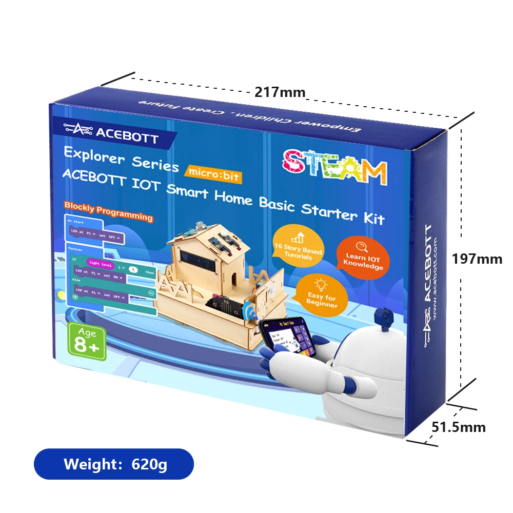 ACEBOTT DIY Smart Home BLE IOT Kit for Micro:bit Automation  Projects Wooden House STEAM Graphical Programing Learning Kit