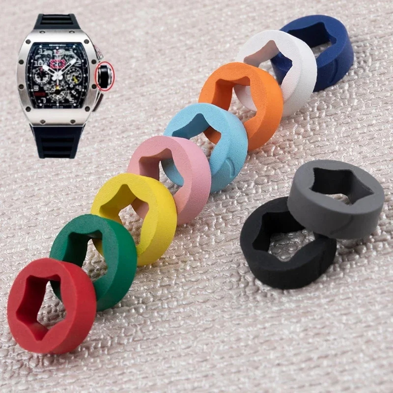 

Петля для ремешка Richard Mille RM030 005 010 03, цветное фторное резиновое кольцо из FKM, ремешок для часов, заводная головка, детали с пятиконечной звездой