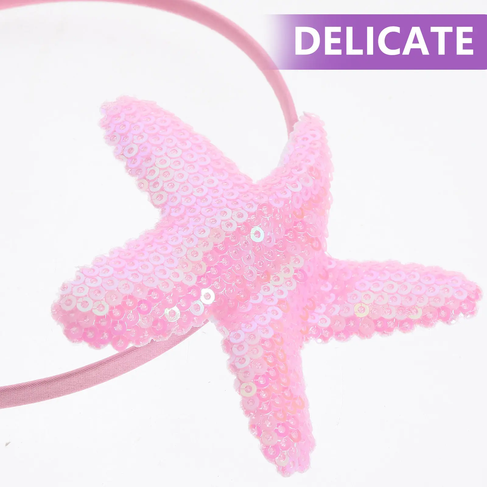 

2Pcs Sequin Sea Star Headband for Little Girls Toddler Girl Hair Accessories Glitter Decorative Party Beach Birthday Headband