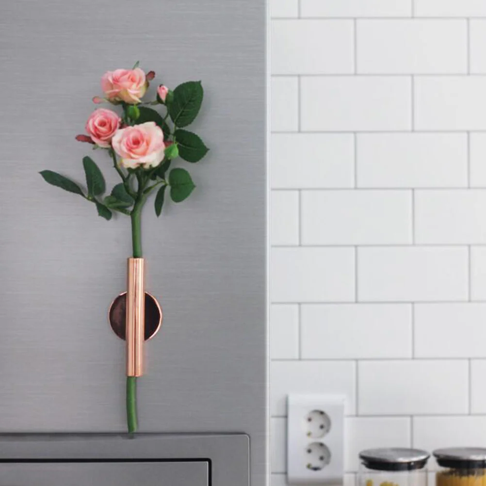 

Rose Gold Iron Wall Mounted Flower Tube for Dried Flowers Home Wedding Party Decoration Metal Vase Flower Holder