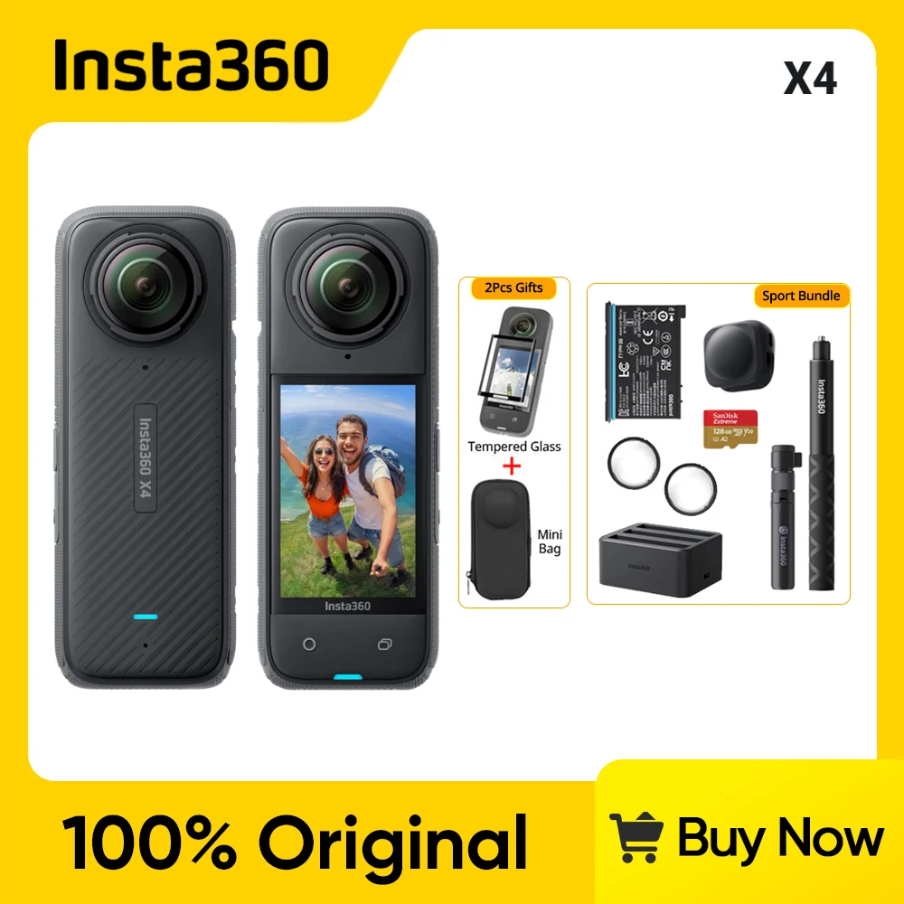 Now arrival Insta360 X4 8K Waterproof 360 Action Camera2290mAh Battery 2.5'' Touchscreen 4K Wide-Angle Video X4 Camera