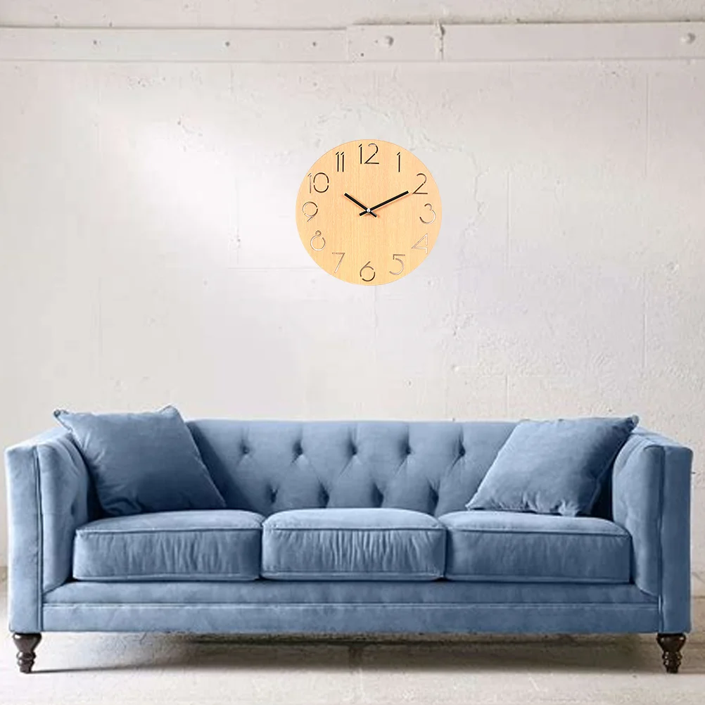 Silencioso simples relógio de parede de madeira luz marrom redondo criativo quartzo para casa quarto sala estar escritório decorativo pendurado parede