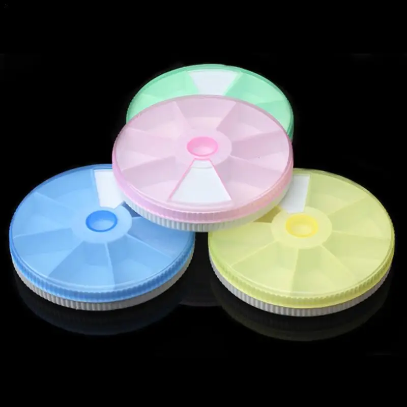 7 Days Weekly Round Pill Case Plastic Tablet Candy Box Portable Storage Tablet Holder Travel Organizer Pill Container