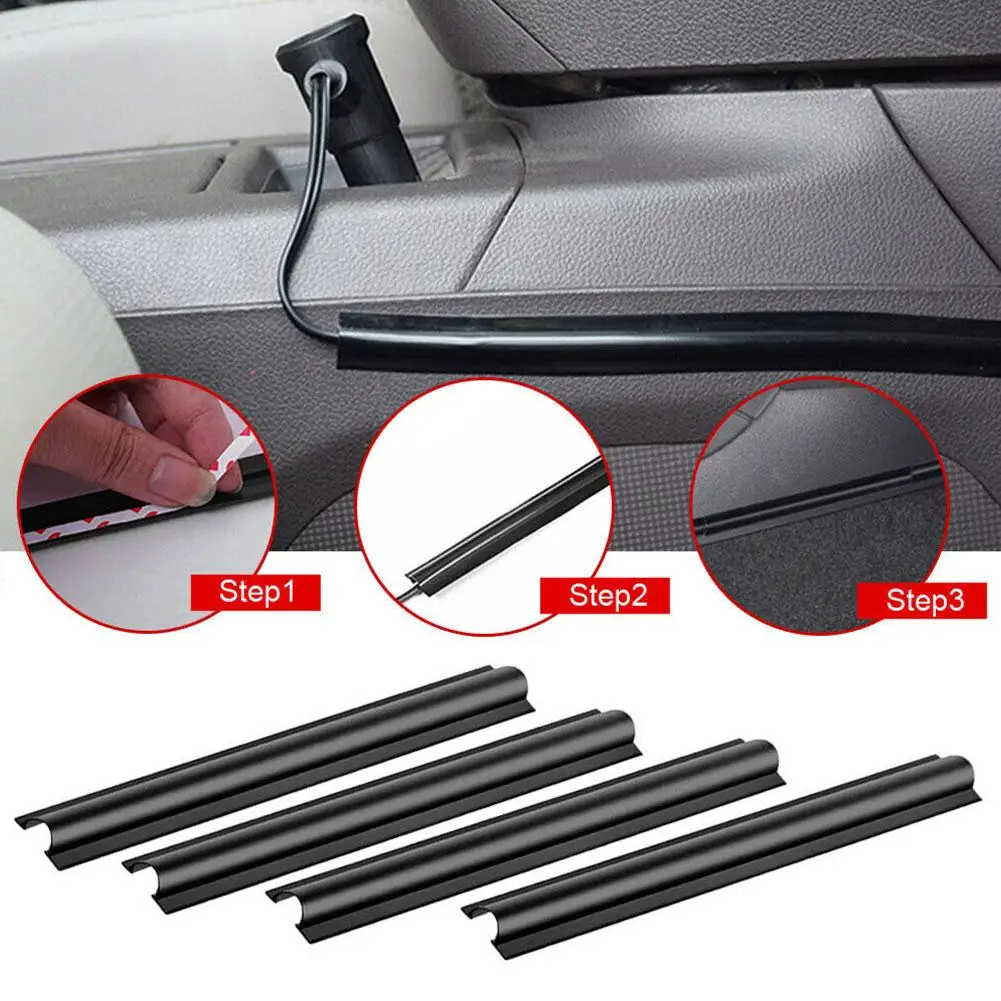 Car Interior Cable Line Sleeve Hidden Clamp Pipe Universal Data Arrangement U6B8 Wire Cable Car Harness Black Cover Chargin Q7R3