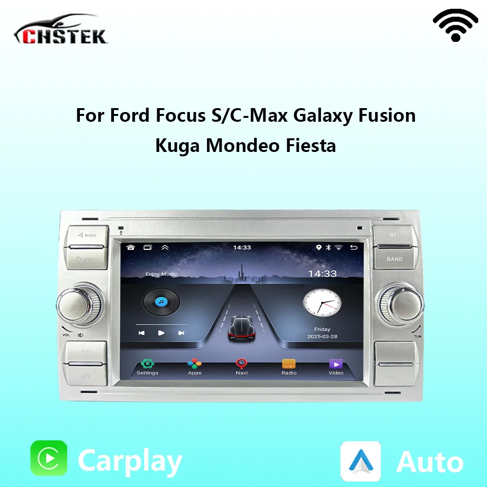 CHSTEK Car Radio Carplay Android Auto For Ford Focus Fiesta Mondeo S/C-Max Galaxy Transit Connect Kuga Bluetooth Navigation WIFI
