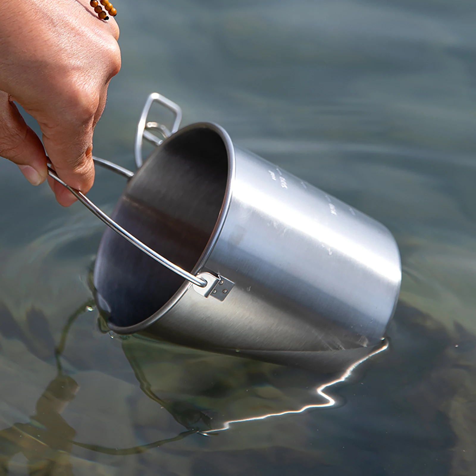 Tiartisan 750ml Stainless Steel Hanging Pot Outdoor Picnic Portable Foldable Handle Camping Water Cup Tea Pot Coffee Mug image 4
