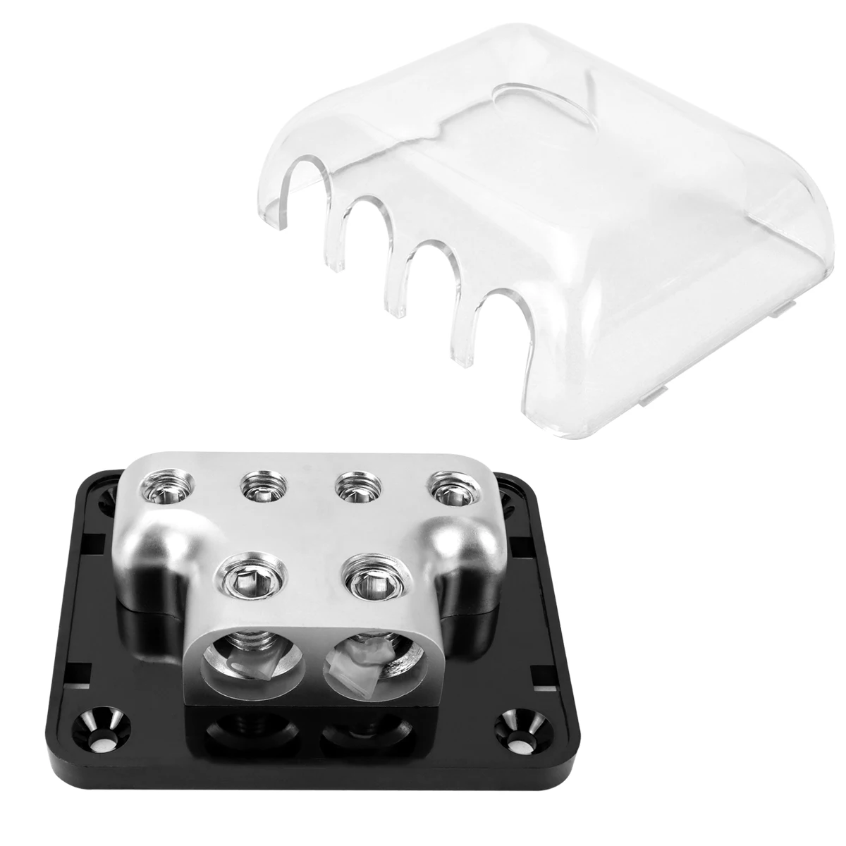 

Черная квадратная распределительная коробка для модификации автомобильного аудиоусилителя двух четвертей, коробка с заземленным проводом 0GA * 2 в 0GA * 4 выхода