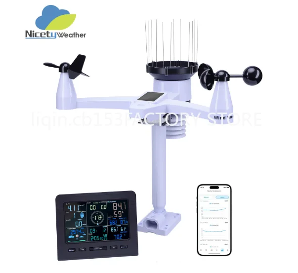 Weather Station Wind Speed Wind Direction UV Illumination Rainfall Temperature and Humidity Weather Forecast Electronic Clock