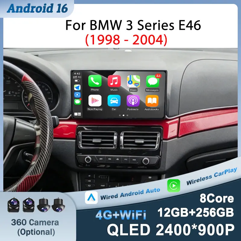Andriod 16 12.3 inch For BMW 3 Series E46 1998 - 2004 Car Radio split Screen Auto Tools Accessories Wireless CarPlay DSP Stereo