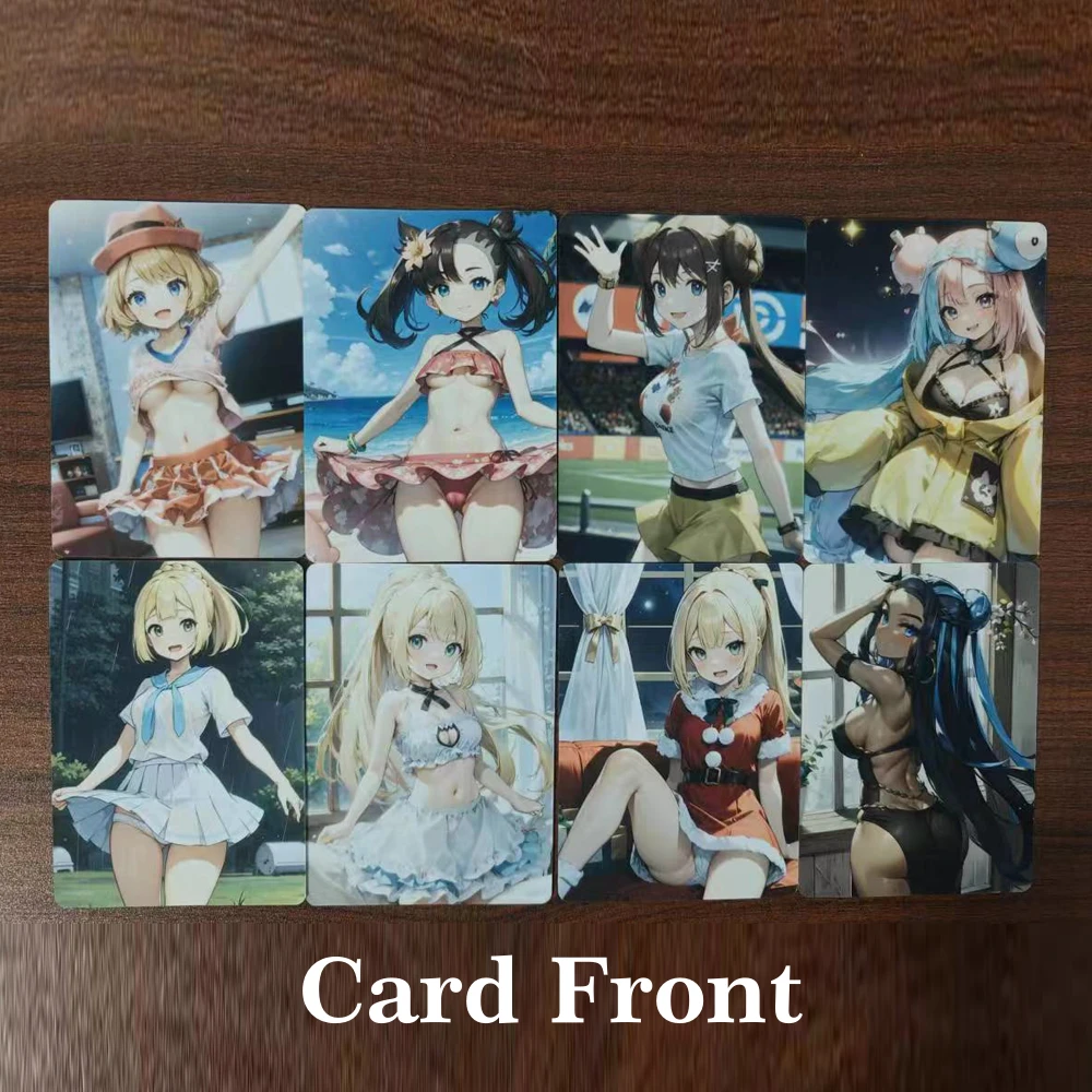 

PTCG Sexy Trainer Cards Pocket Monsters Bikini anime girl Lillie Nessa Mosaic-free DIY Card Boy Animation Collection Card toys