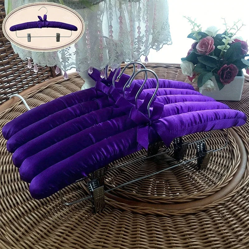 

Fabric Covered Sponge Hanger, Non-slip Traceless Skirt Pant Clip, Multifunctional Cloth Clothes Hanger for Home Hotel Wardrobe