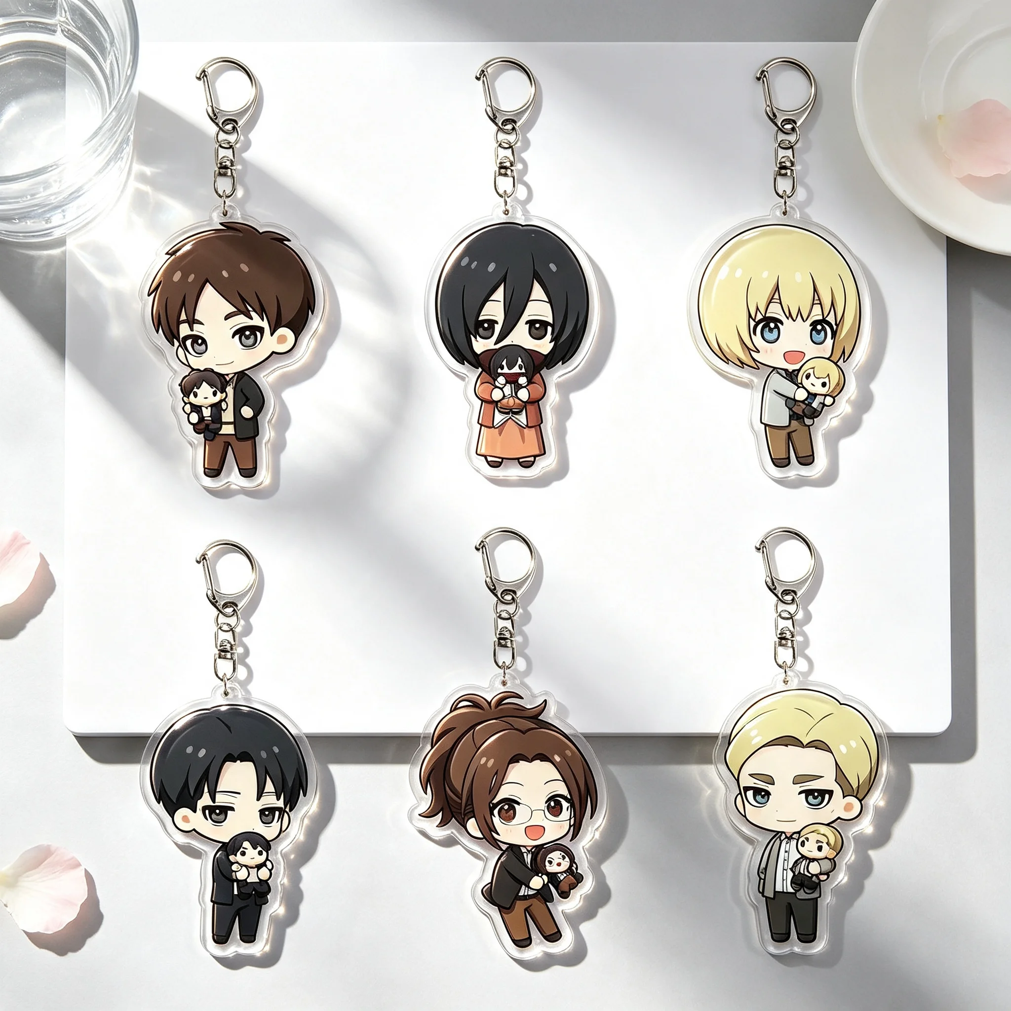 4/6/8 Stück/Set Anime Schlüsselanhänger Attack on Titan Auto-Zubehör für Männer Taschenanhänger Shingeki No Kyojin Geschenke für Freunde Großhandel