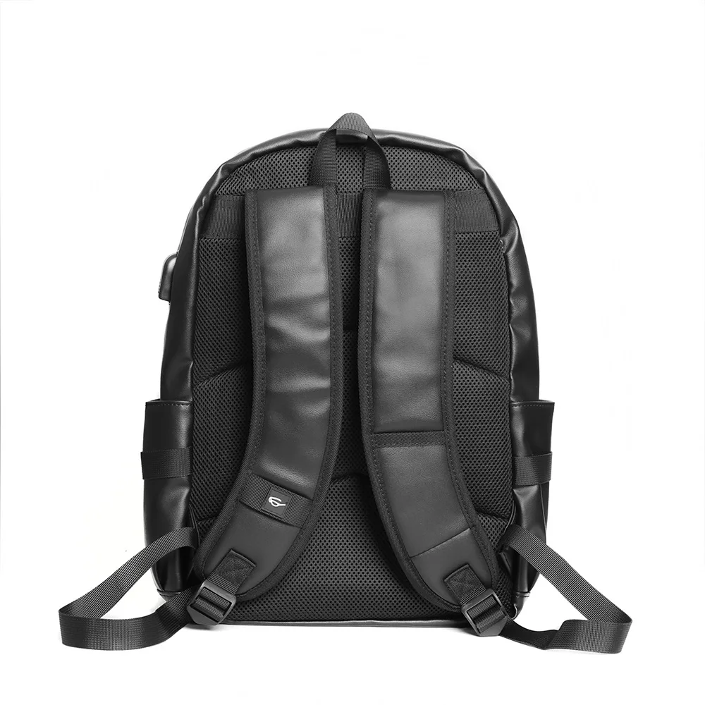 Modischer Rucksack mit Streifenmuster für Herren, große Kapazität, Reisetasche mit USB-Anschluss, Herrenrucksäcke, weicher Rucksack aus PU-Leder, Schulrucksack für männliche Studenten. – Detail 6