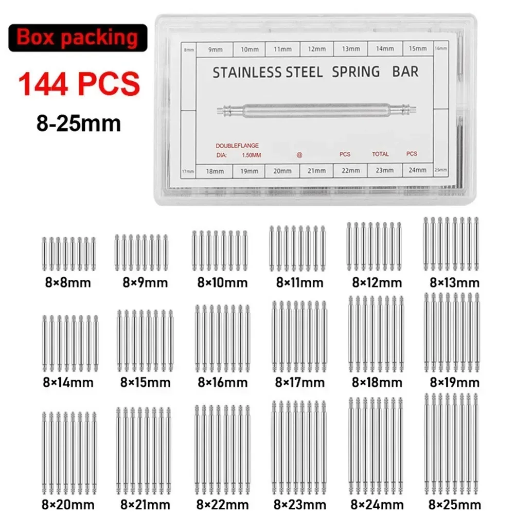 Watch Repair Tool Value for Money Stainless Steel Watch Band Strap Spring Bars Link Pins Repair Tool Set 144PCS