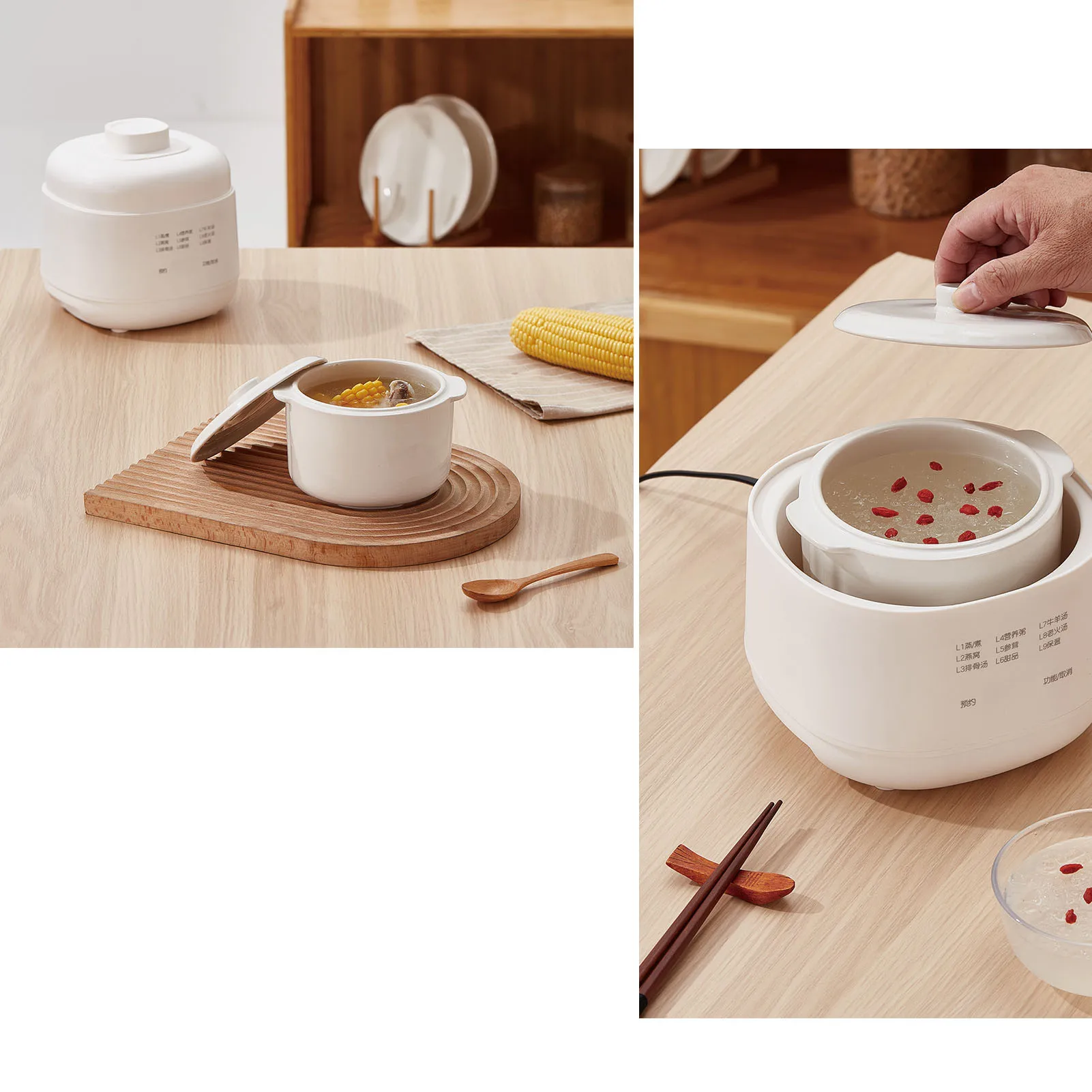 Electric Stew Pot 200W 1L Ceramic Soup Porridge Cooker with Anti Dry Burn Feature Small Slow Cooker for Home Kitchen