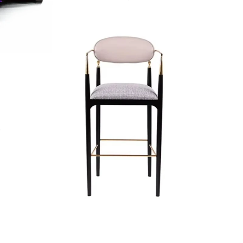 High quality metal gold frame velvet fabric back upholstered bar stool with armrests modern luxury furniture