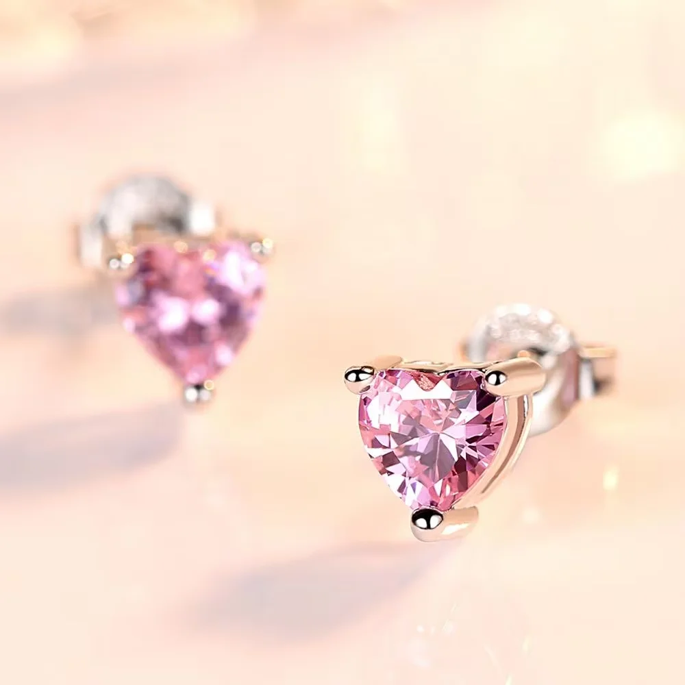 

6mm Heart Earring 925 Sterling Silver Stud Earrings for Women Gift Engagement Valentine's Day Gift