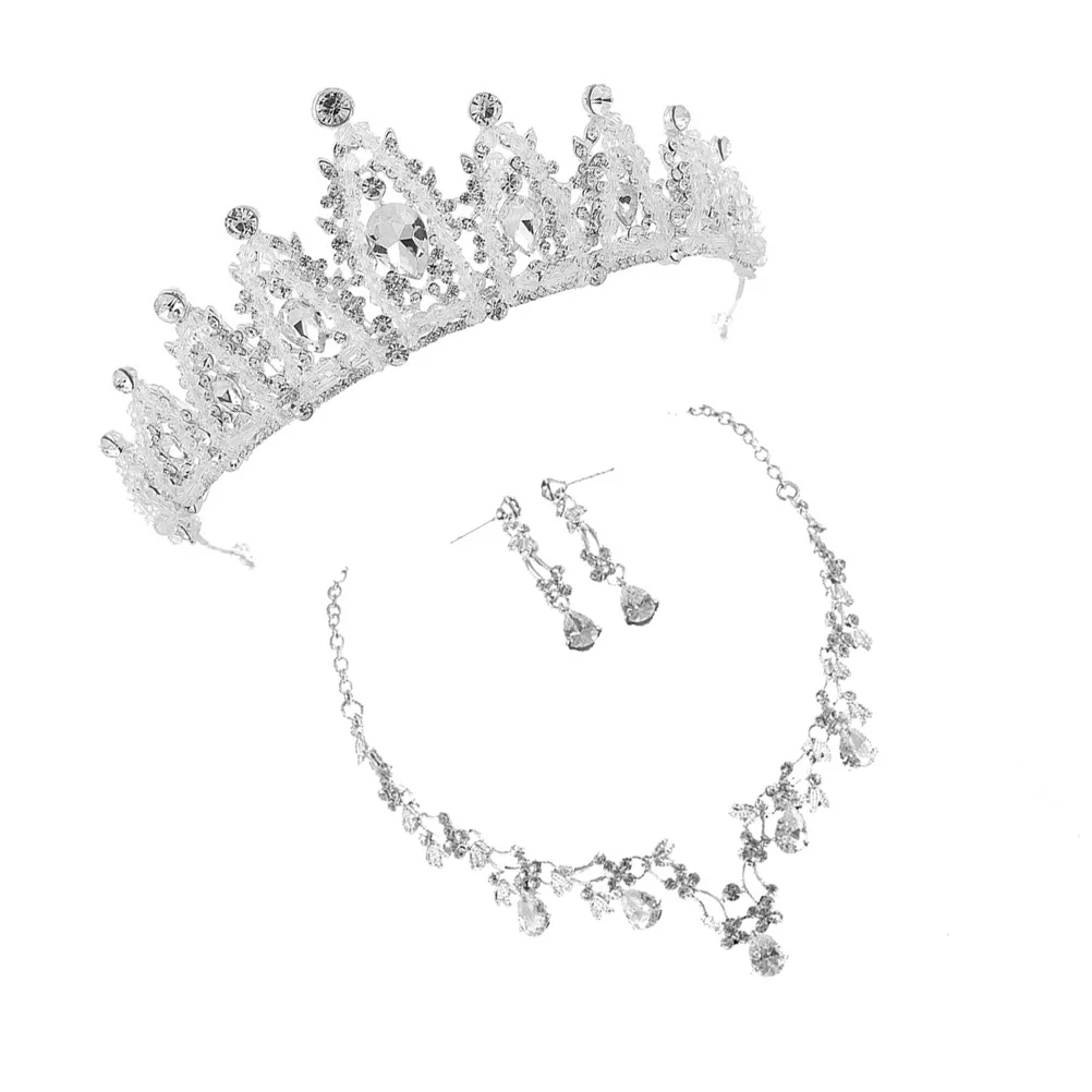 

Crown Zircon Necklace Baroque Wedding Jewelry Bride Earrings The Headdress Rhinestone