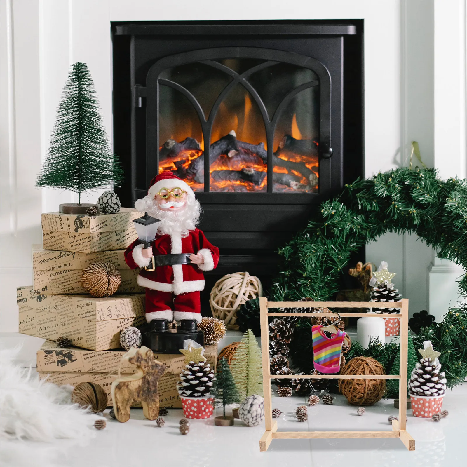 

Набор из 1 предмета: Деревянная мини-полка для одежды из натурального дерева, компактная вешалка-органайзер для гардероба