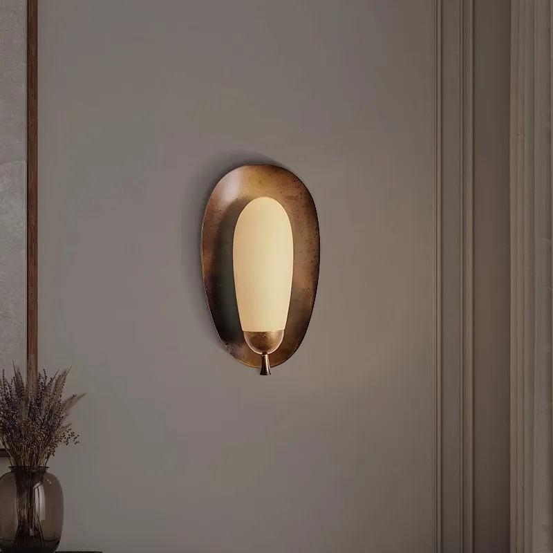 Postmodern Duplex Building Light Luxury Villa Ancient Living Room Study, vintage Bedroom, Bedside, Marble Wall Lamp