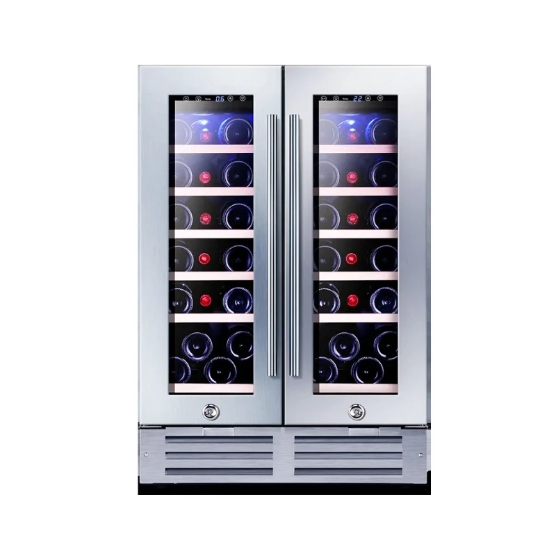 High quality JC-66 High Quality 166 Liter Glass Double Door Compressor Wine Cooler Cabinet for Home/Hotel/Bar Use
