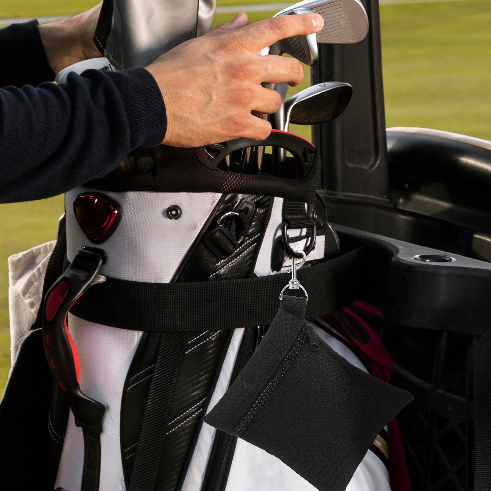 

3Pcs Golf Tee Holder Pouch Wear Resistant Oxford Material Golf Accessory Case with Clip for Bag Belt Convenient Storage