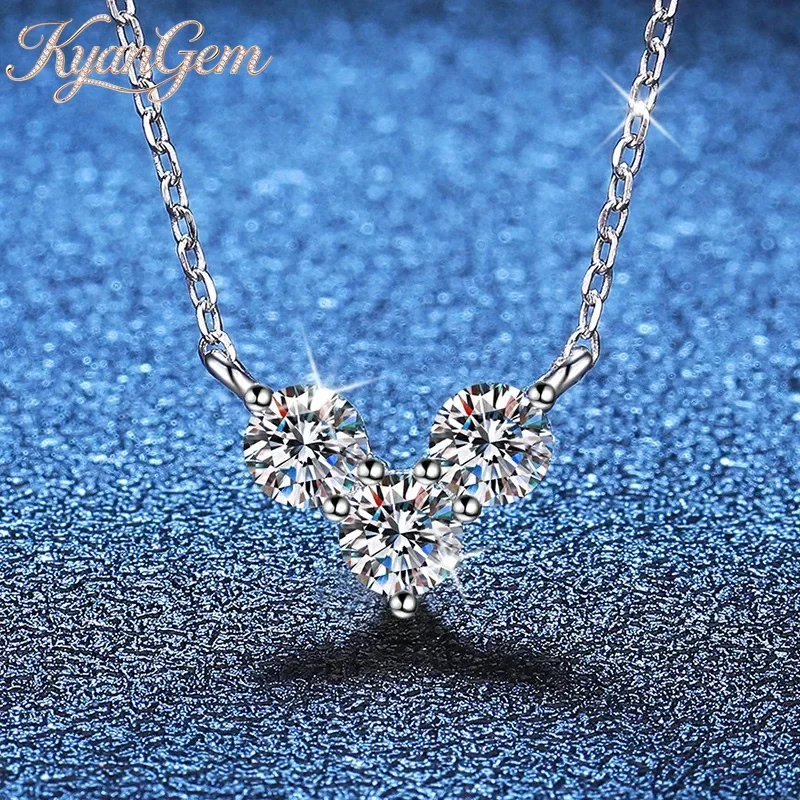 

KyanGem 18K Gold Inlaid Diamond Women's Pendant Moissanite Necklace Love PT950 Platinum Collarbone Chain Confession Gift