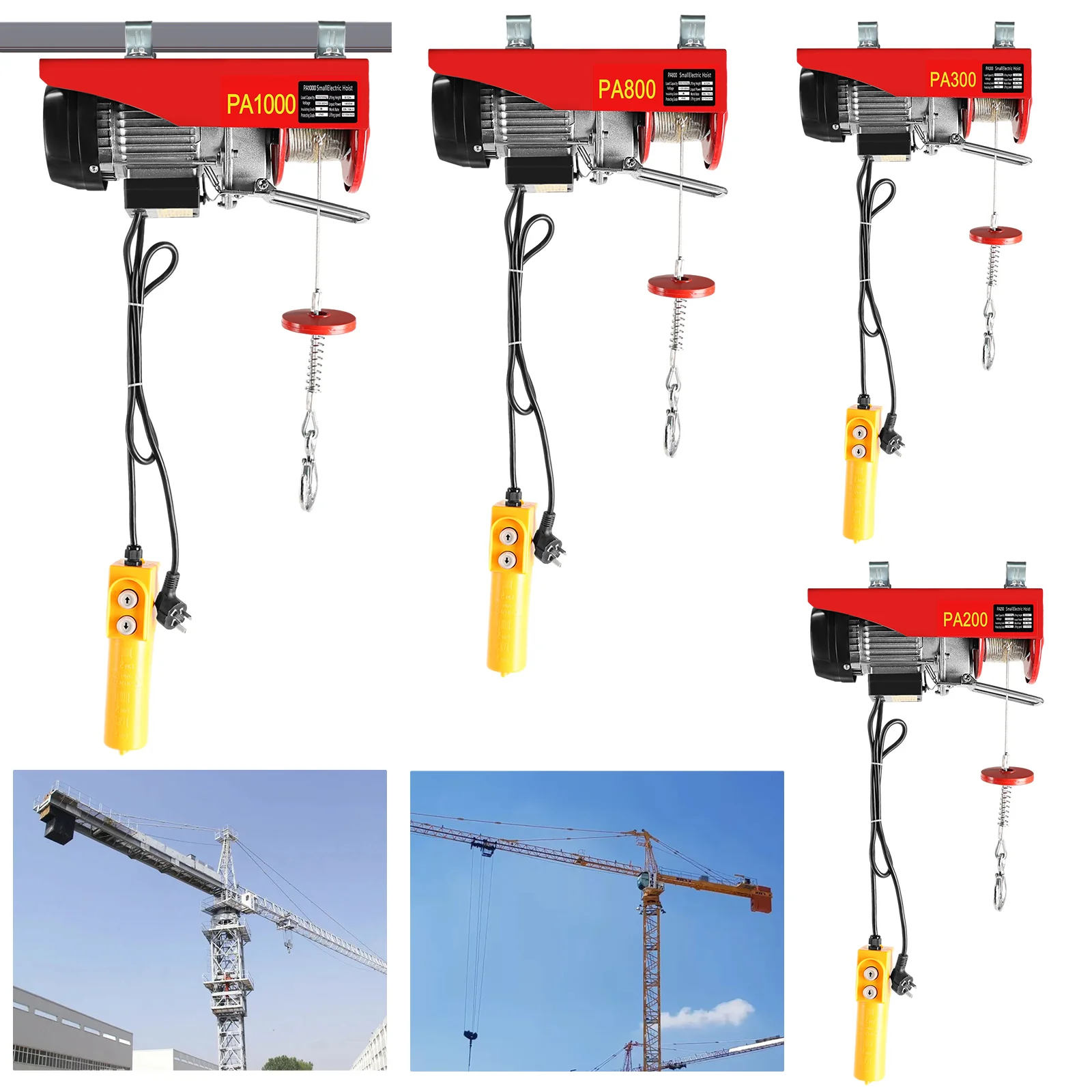 200-1000KG Winch, 220V Scaffold Hoist with Remote Control, Heavy-Duty Garage Crane for Cable Lifting and Construction Use