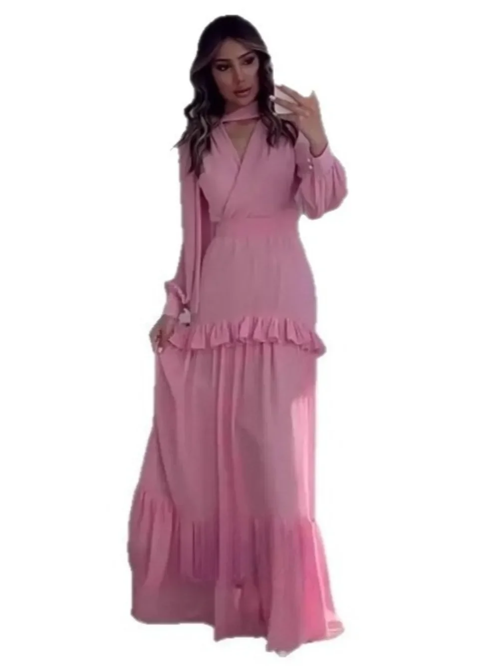 

Eid Women print Sweet Dress Muslim Jalabiya Ramadan V Neck cake Vestidos Largos Ruffle Party Dresses Arab Long Robe Kaftan 2025