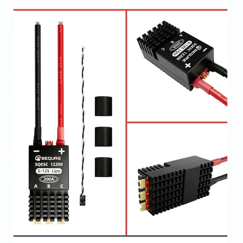 SEQURE 12200 Brushles Electric Speed Controller 5-12S Power Supply 200A+8AWG For Plant Protection Machine RC Car Model