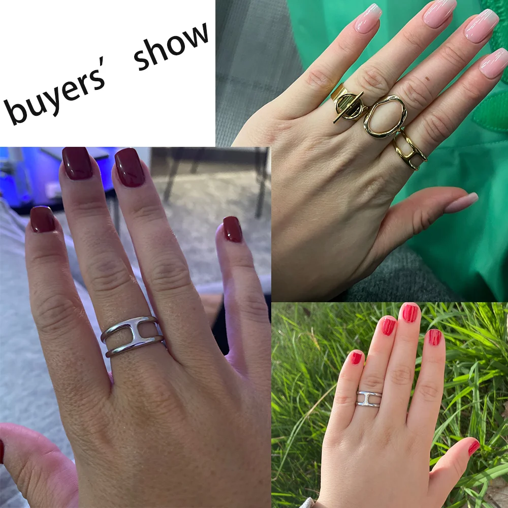 Cazador Buchstabe h Form Fingerringe für Frauen verstellbarer Edelstahl ring Gold Farbe Muttertag Schmuck Geschenk Großhandel 2024