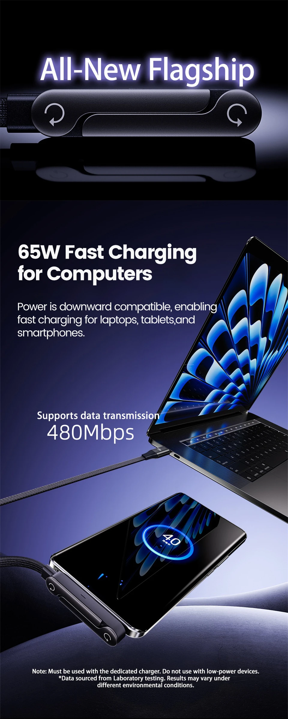 2-in-1 PD 240W Ladekabel mit integriertem Telefonständer, USB-C-auf-C-Schnelllade-Datenkabel für iPhone 17, faltbare Halterung, Typ-C-Kabel – Detail 5
