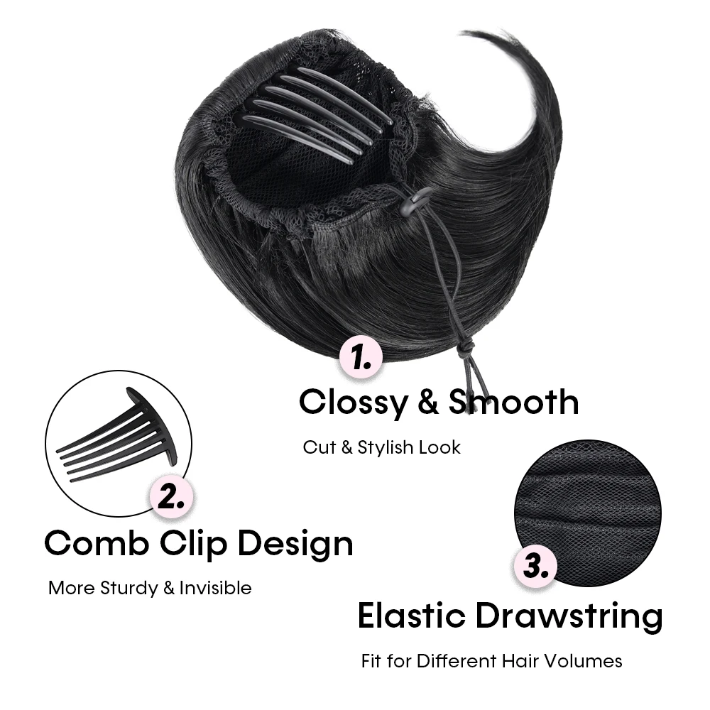 Drawstring high ponytail wig, insert-comb synthetic fiber women's short fake ponytail, foreign trade new product