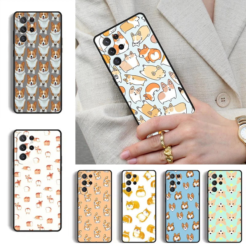 Cartoon Welsh Corgi Dog Phone Case for Samsung Galaxy S26 S25 Ultra S24 S23 S22 S21 Plus Note 10 Bumper Cover